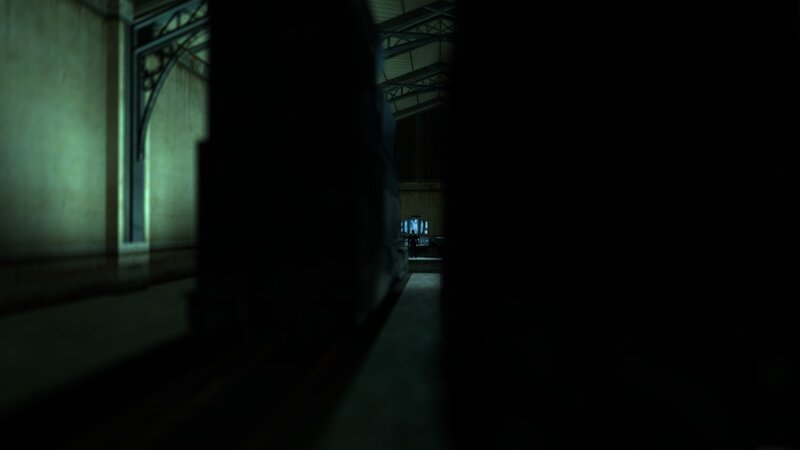 dark corridor with distant figures