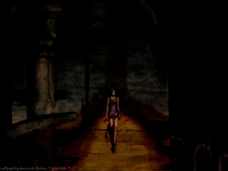 dark corridor with figure