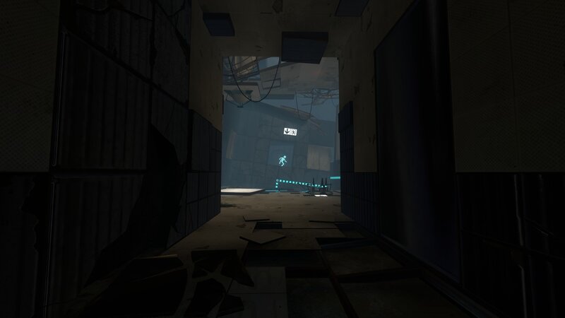 dark corridor with glowing path
