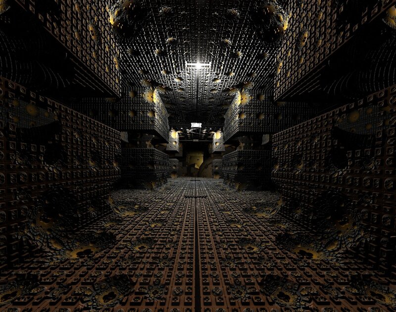 dark corridor with intricate patterns