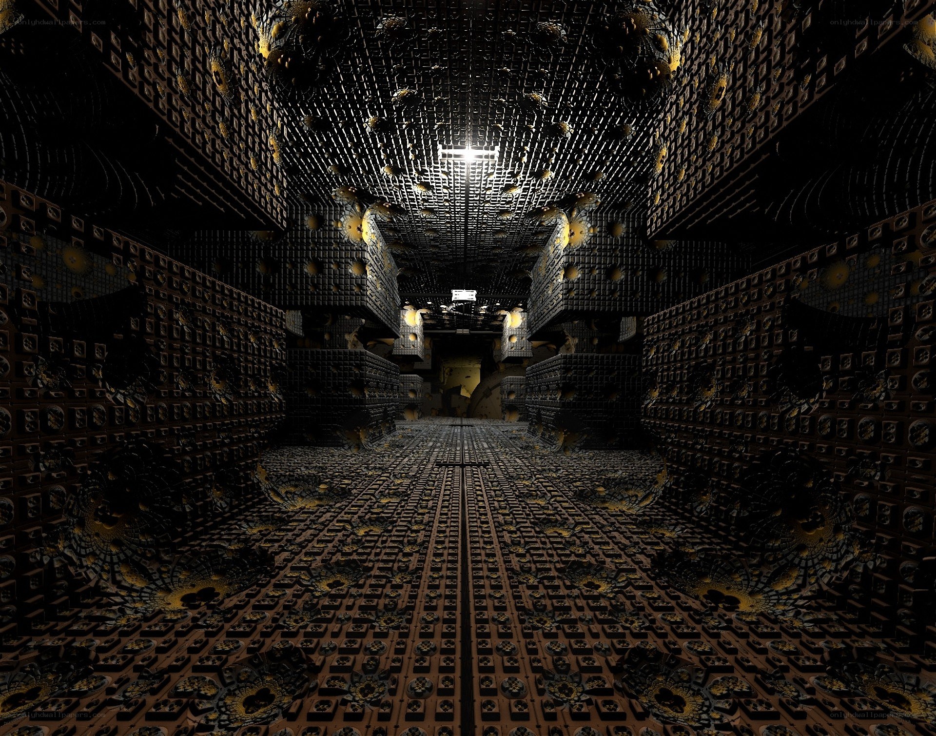 dark corridor with intricate patterns