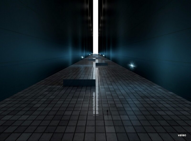 Dark Corridor with Light — Black