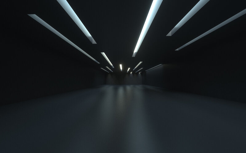 dark corridor with lights