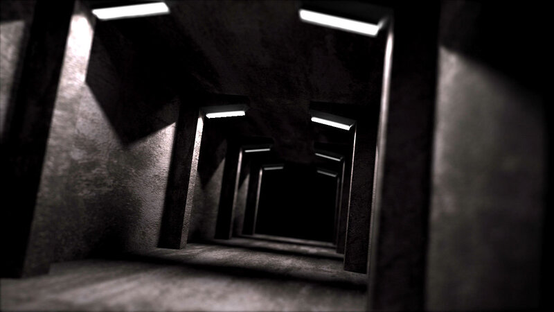 dark corridor with lights