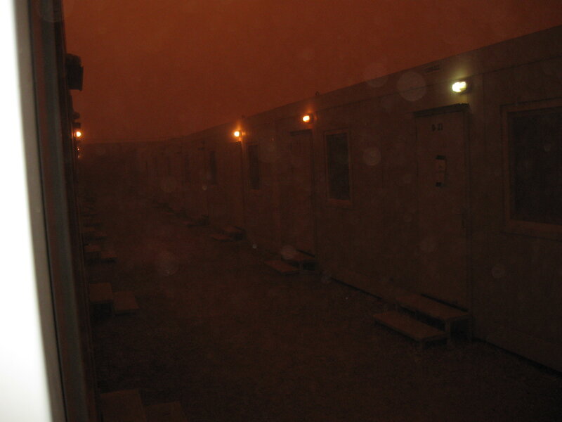 dark corridor with modular units
