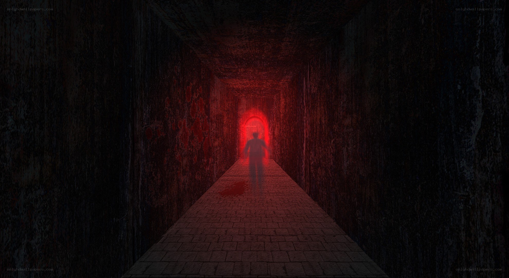 dark corridor with red light
