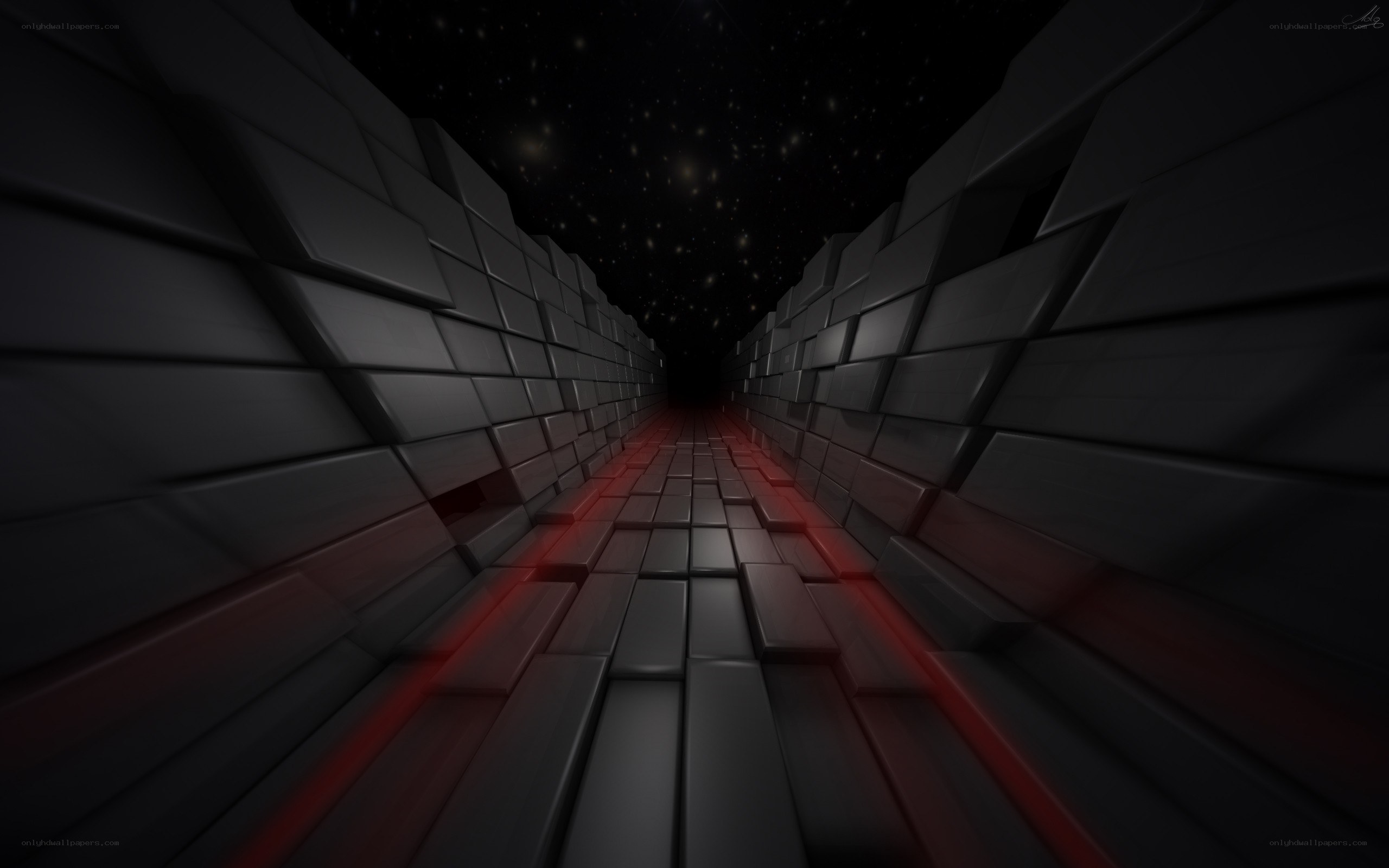 dark corridor with red lights