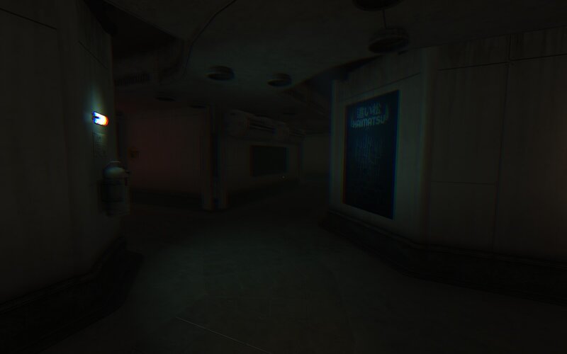 Dark Corridor with Sign