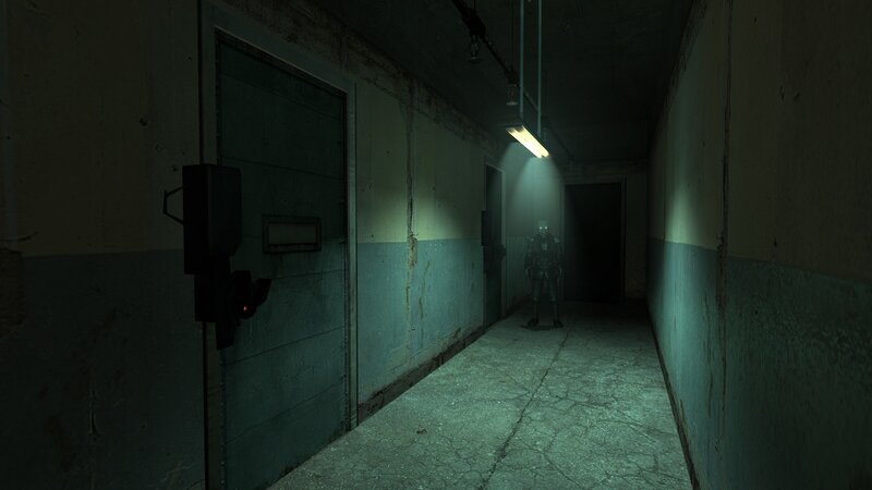 dark corridor with soldier