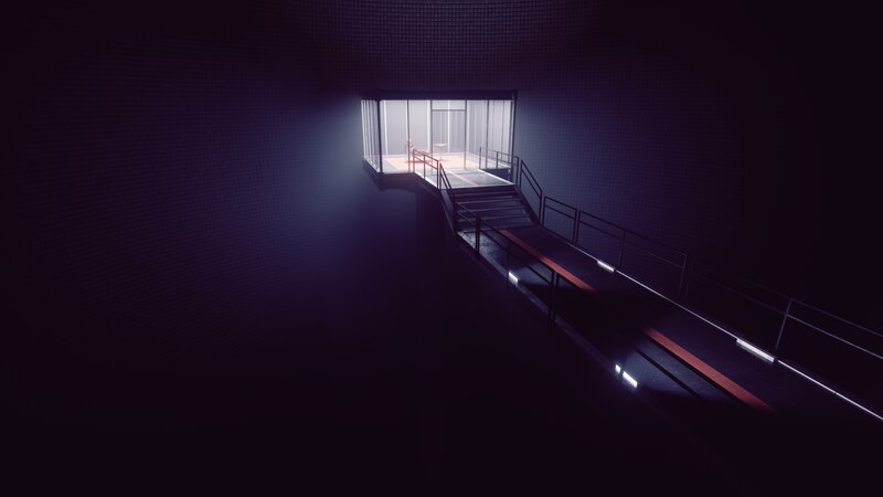 Dark Corridor with Stairs