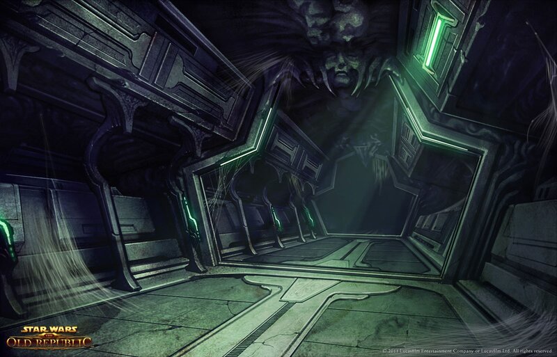 Dark Corridor with Statue