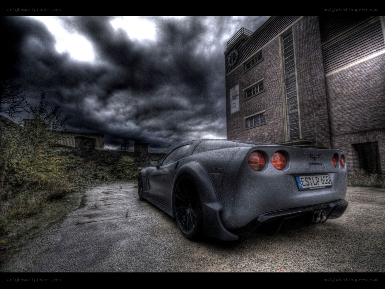 Dark Corvette in Stormy Weather