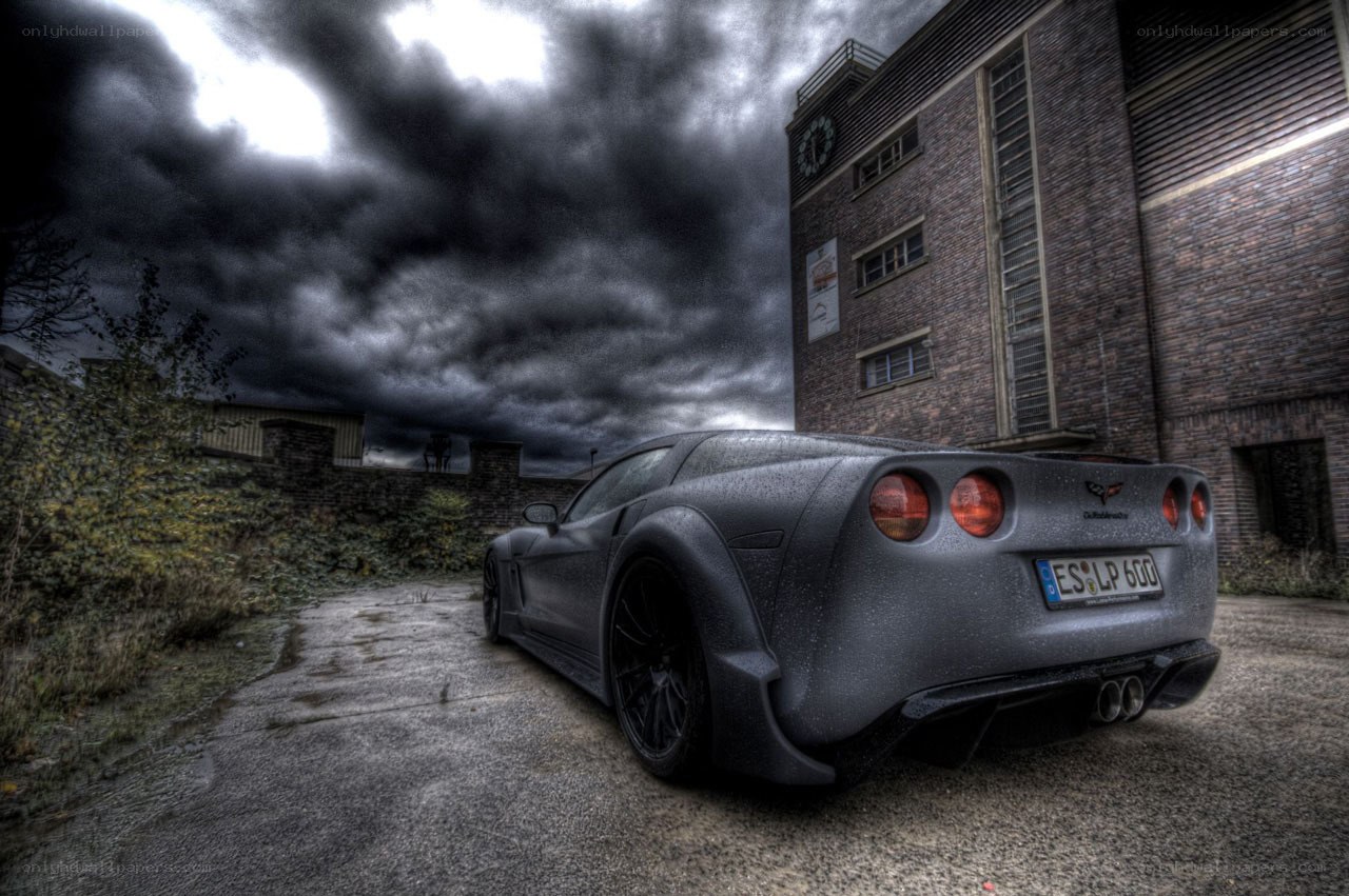 Dark Corvette in Stormy Weather