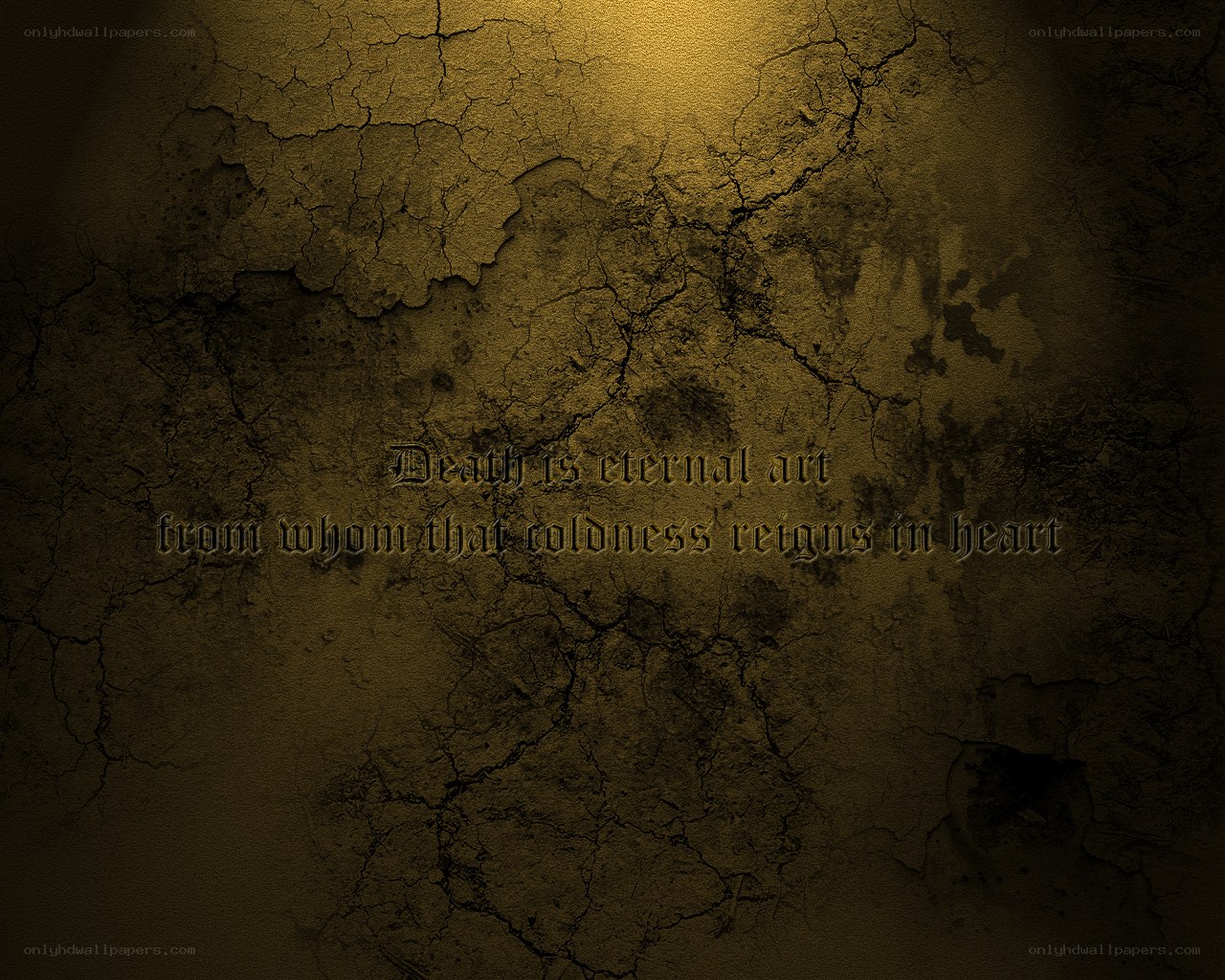 Dark cracked wall with quote