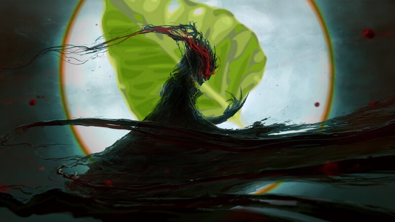 Dark creature in a green circle