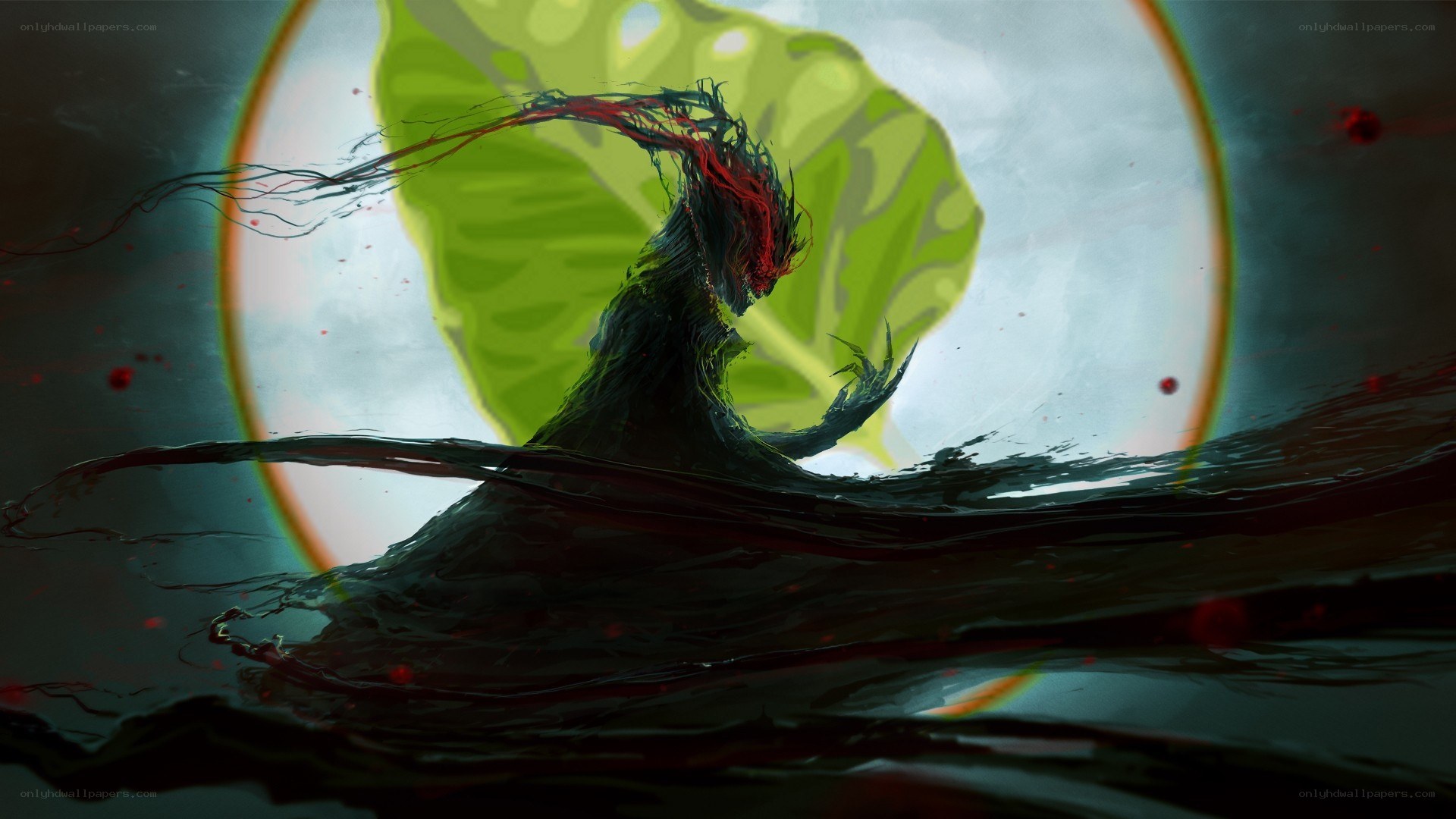 Dark creature in a green circle