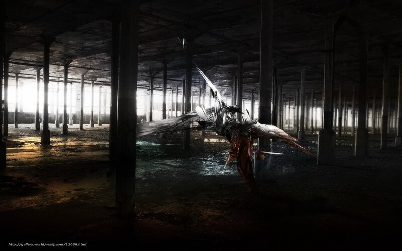 Dark creature in abandoned warehouse