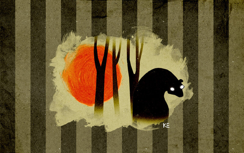 Dark creature in forest scene