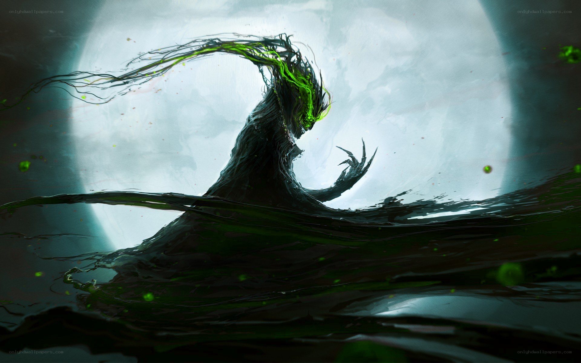 Dark creature in glowing green