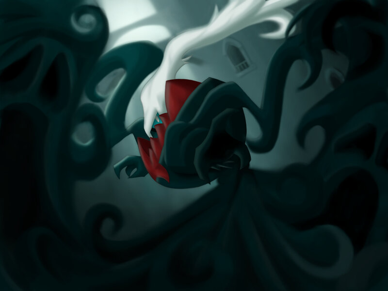 Dark creature in swirling shadows