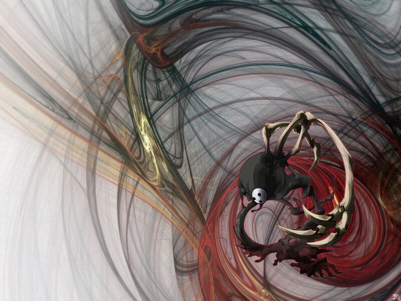 Dark creature in swirling vortex