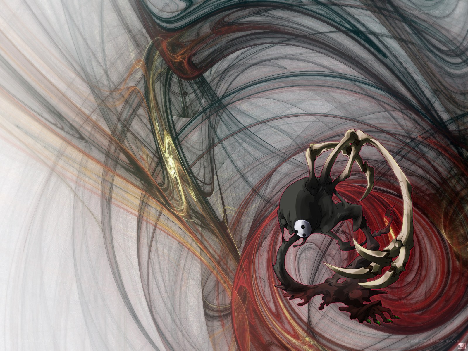 Dark creature in swirling vortex