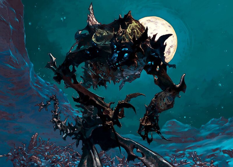 Dark creature under moonlight