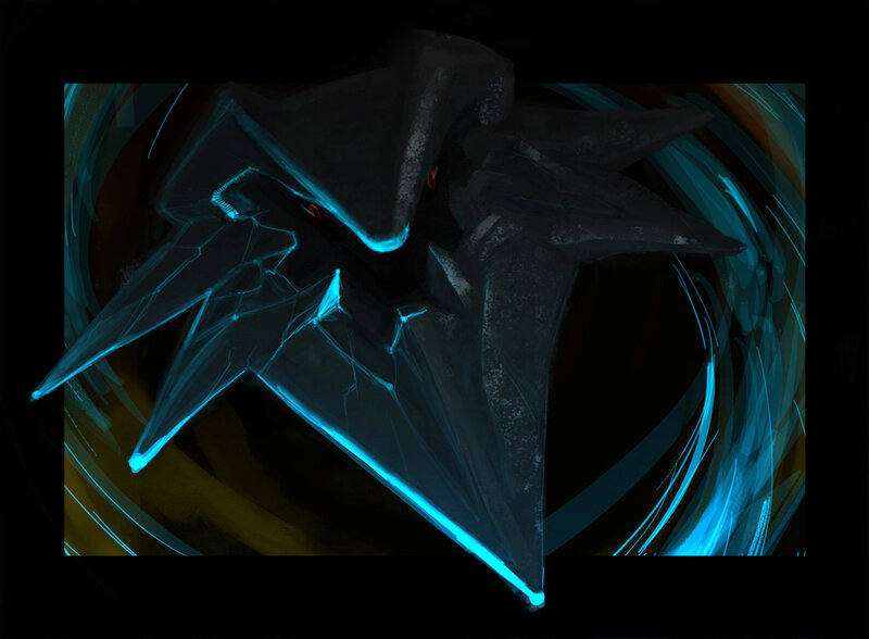 dark creature with glowing blue edges