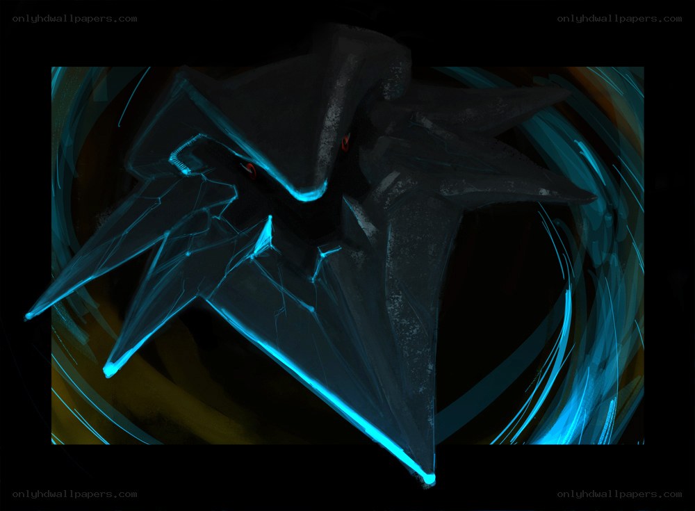 dark creature with glowing blue edges