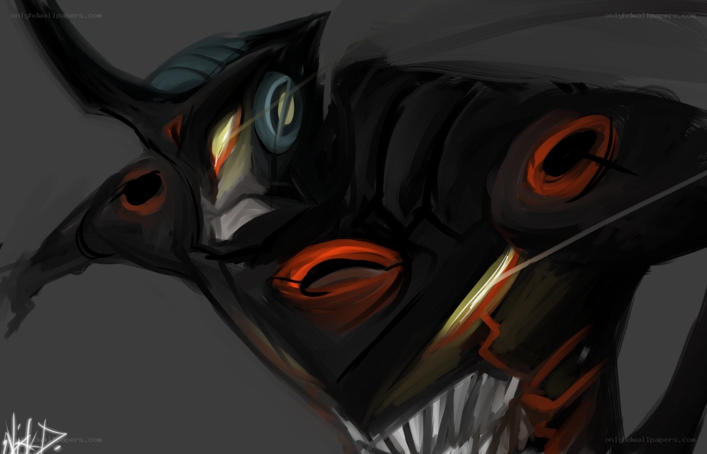 dark creature with glowing eyes