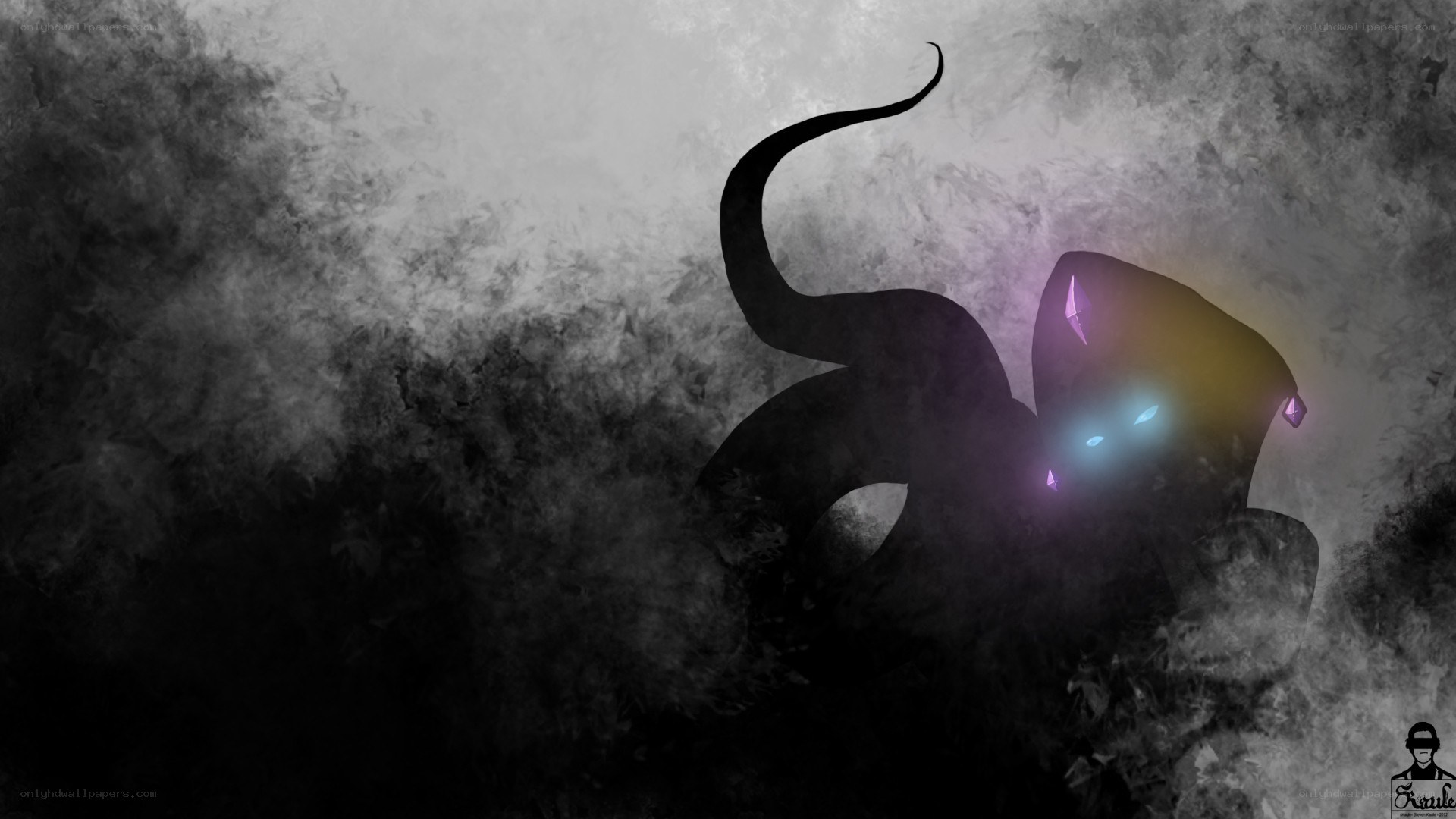 dark creature with glowing eyes