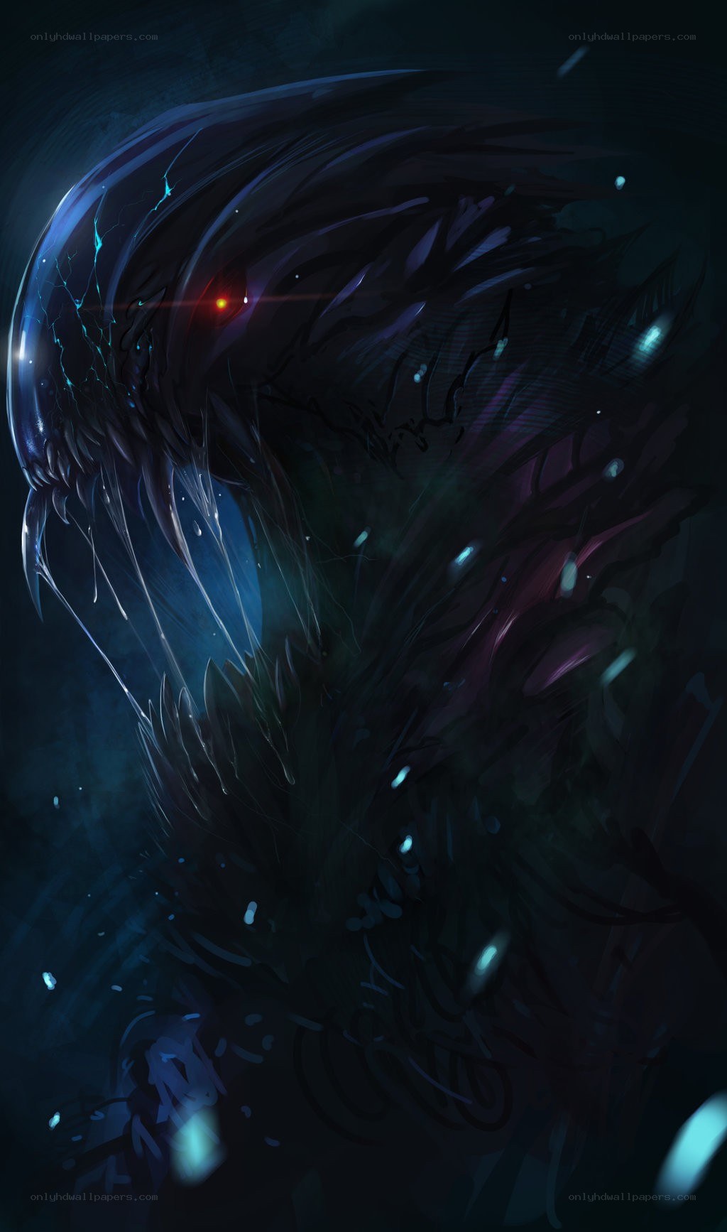 dark creature with glowing eyes