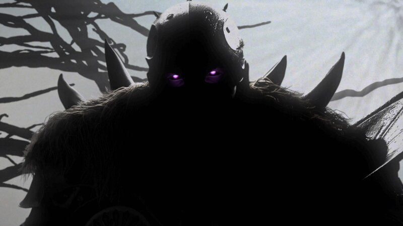 Dark Creature with Glowing Eyes — Black, Dramatic, Digital Art