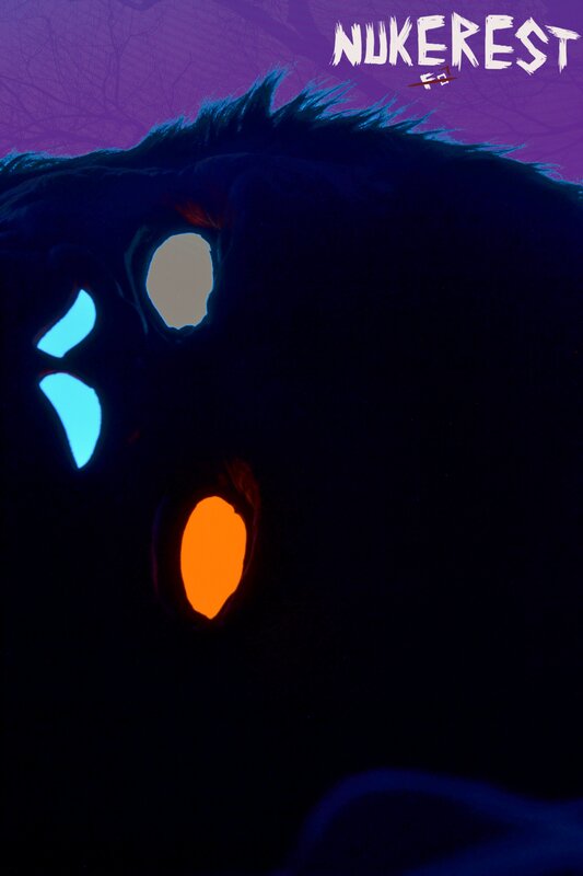 Dark Creature with Glowing Eyes — Black, Mysterious