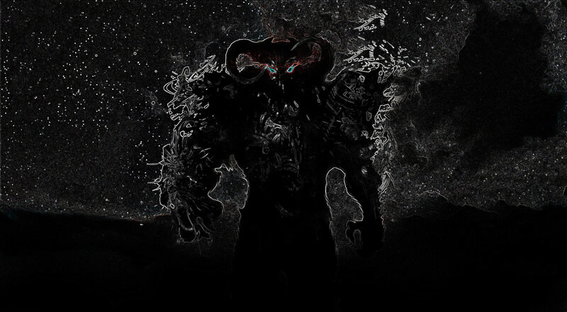 Dark Creature with Glowing Eyes — Black
