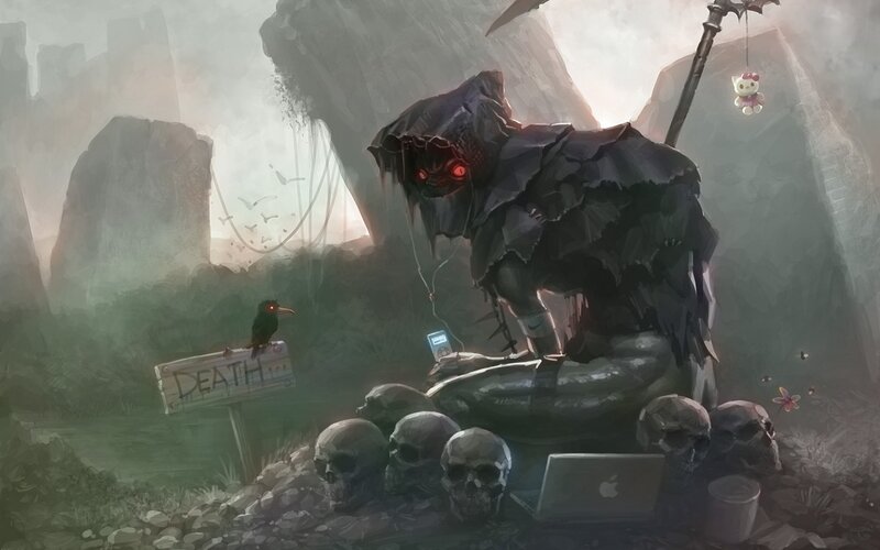 Dark Creature with Glowing Eyes — Gray