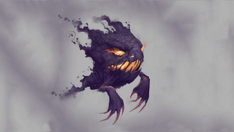 Dark Creature with Glowing Eyes — Purple, Dramatic, Digital Art, Glowing Eyes