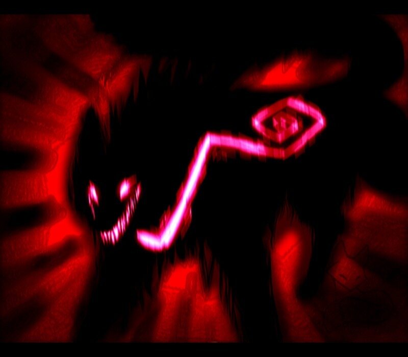 Dark Creature with Glowing Eyes — Red