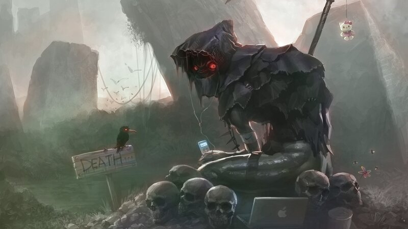 Dark Creature with Red Eyes — Gray