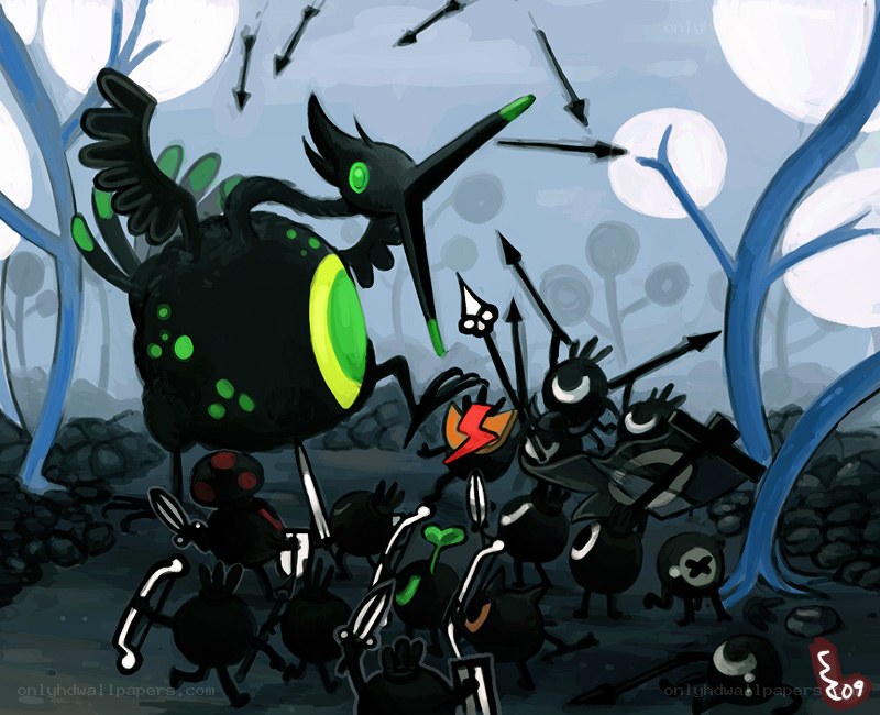 Dark creatures attack in a forest