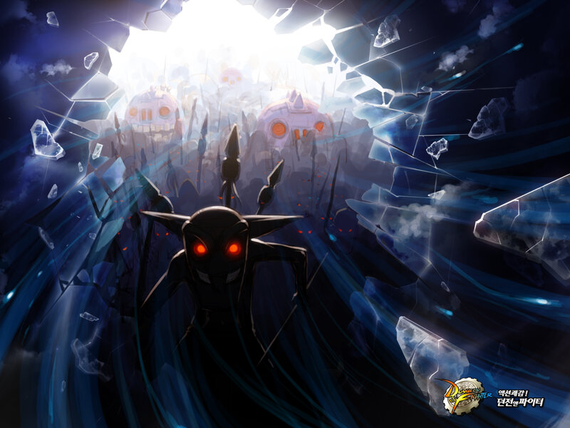 Dark creatures breaking through a barrier