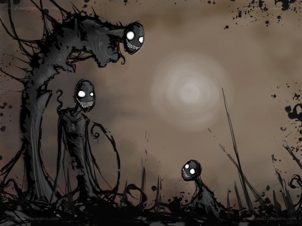 dark creatures in a desolate landscape