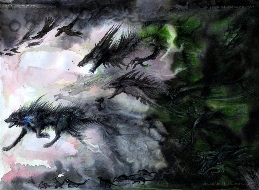 Dark creatures in a storm