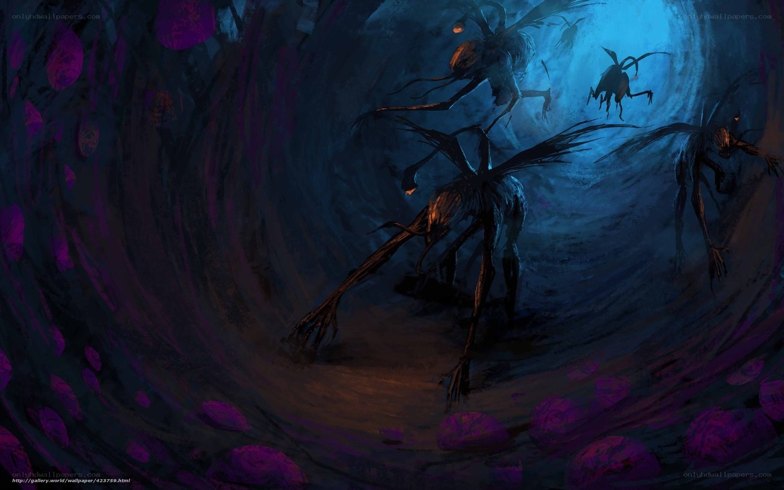 Dark creatures in a tunnel