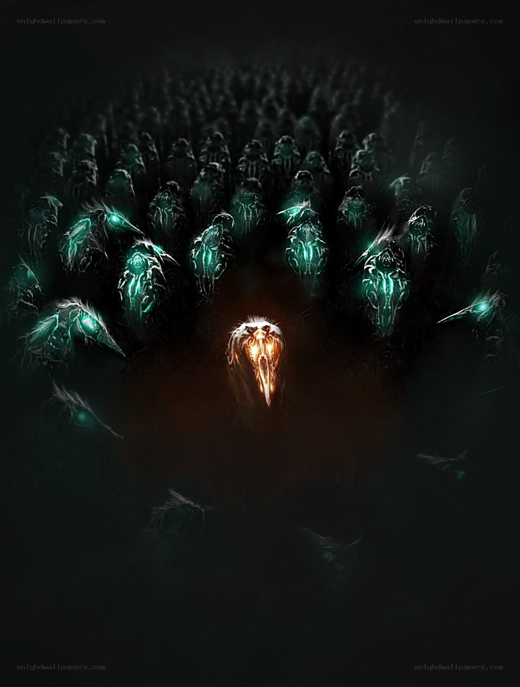 Dark creatures with glowing eyes
