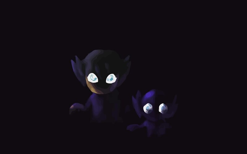 dark creatures with glowing eyes