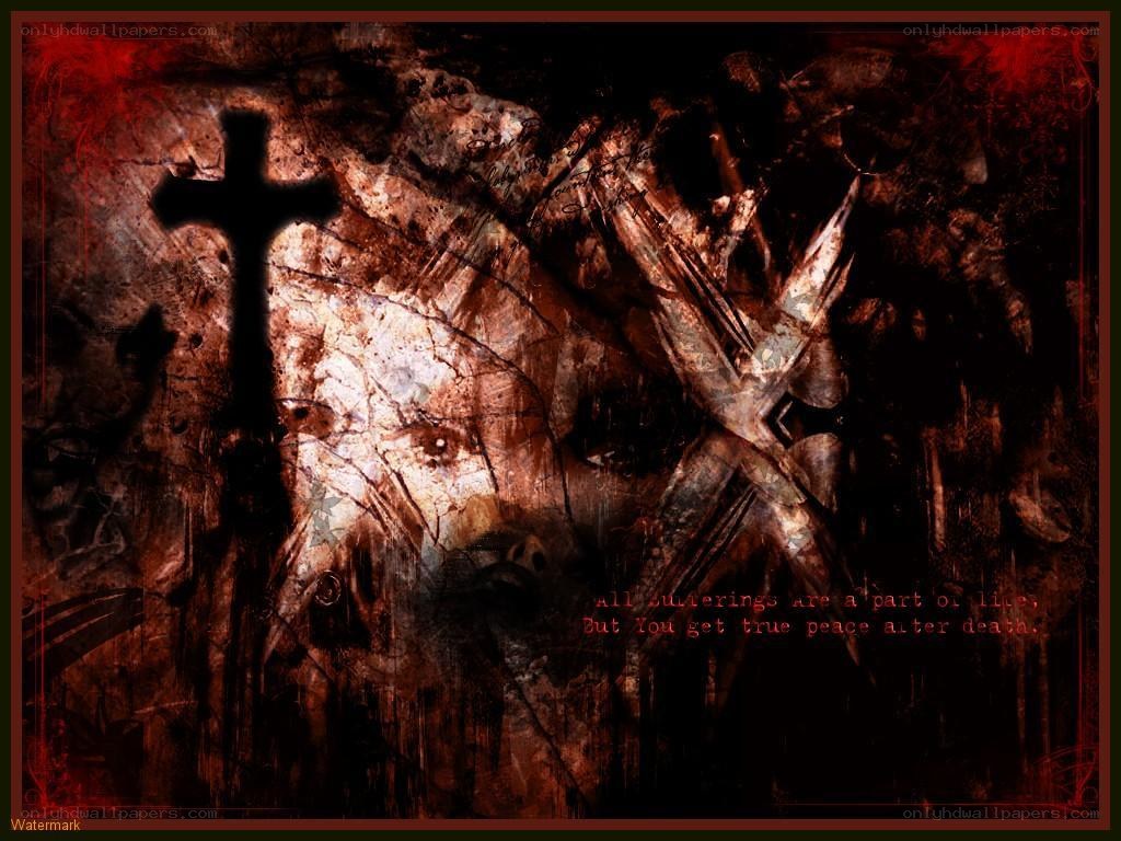 dark cross and skull art