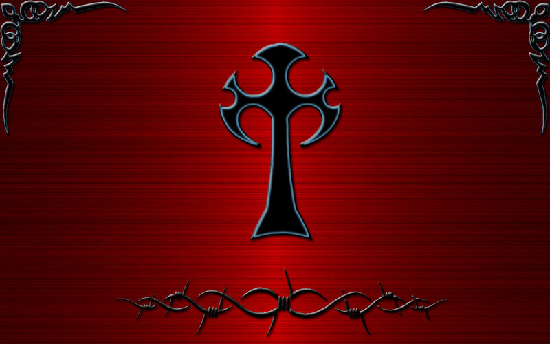 dark cross with barbed wire