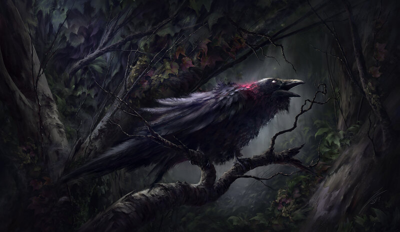 Dark Crow on Branch