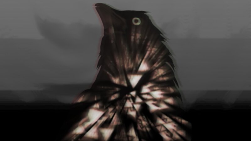 dark crow with glowing eye